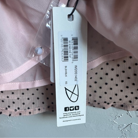 NWT MINKPINK Be Someone Top Blush with Black Polka Dots and Tie Back Neck Sz XS - Picture 6 of 13